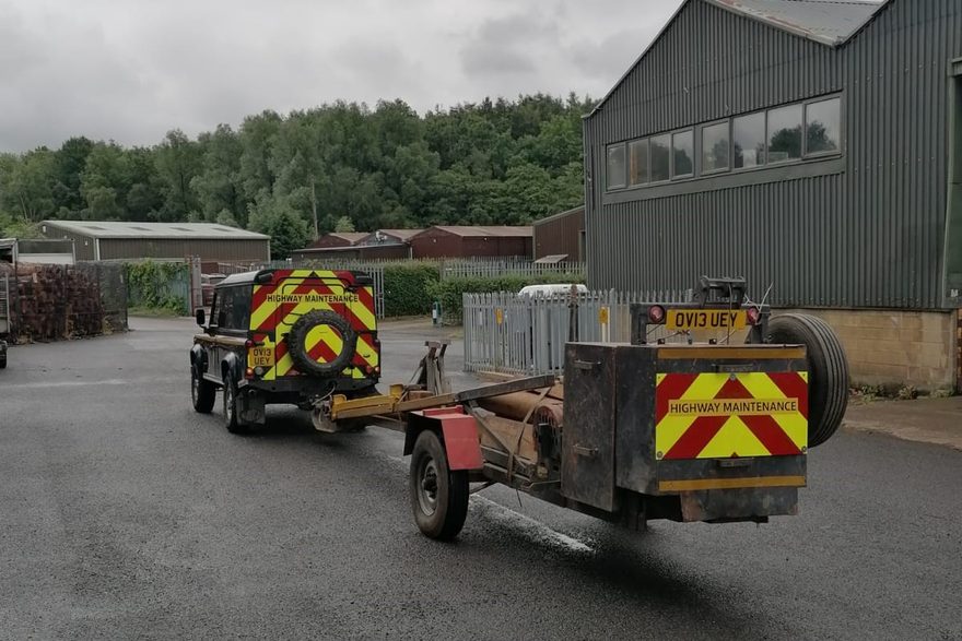 Dando cable percussion rig mobilised on a plant trailer